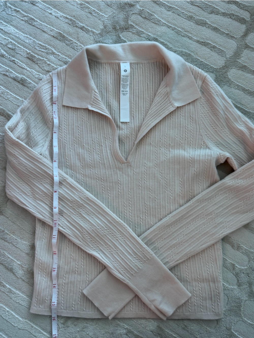 lululemon athletica Pale Cream Ribbed Collared Pullover